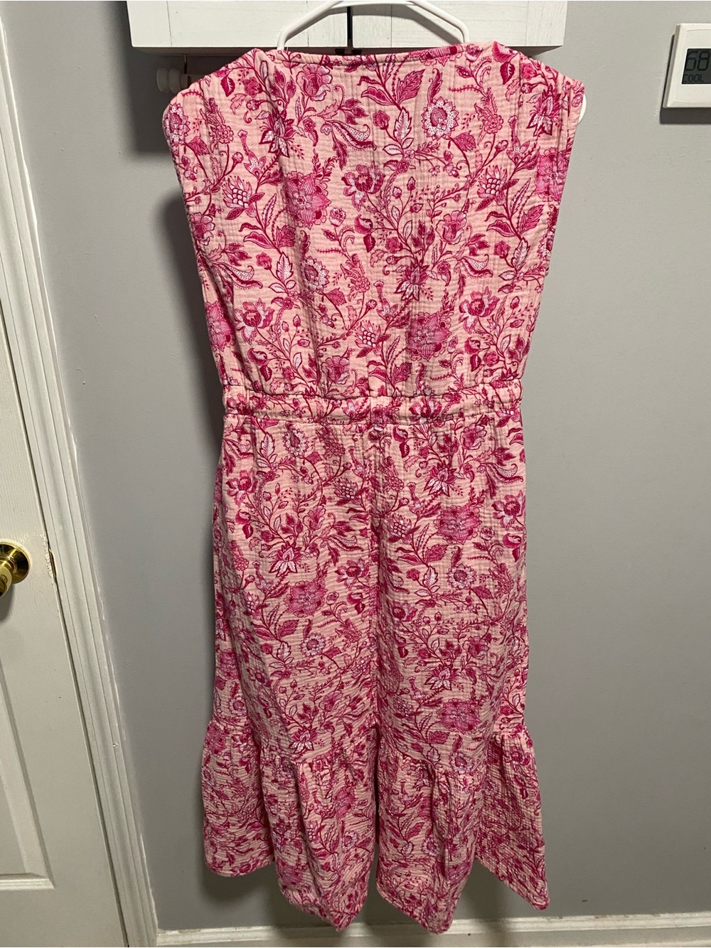Wonderly Sleeveless boho Pink Floral Gauze Midi Dress with Pockets Size Medium - Picture 3 of 10